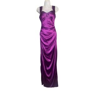 Marciano Dress Women XS Purple Silk Blend Ruched Maxi Evening Party Elegant Gala